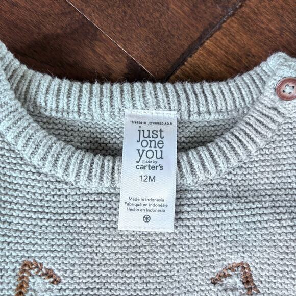 Carter’s Boys 12 Month Knit Pullover Sweater Gray Fox - Picture 3 of 6